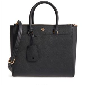 TORY BURCH LARGE ROBINSON DOUBLE ZIP TOte black